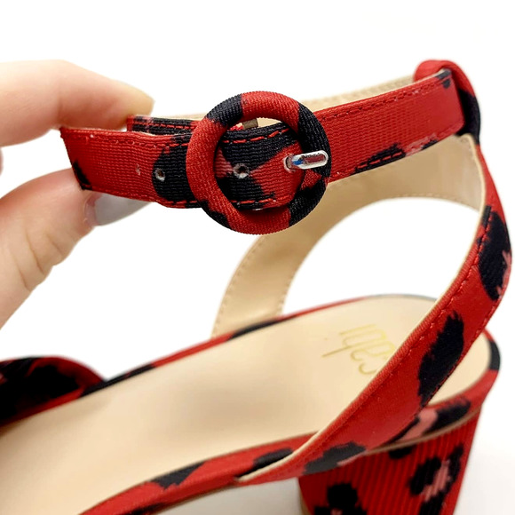 CAbi Red Leopard Print Siren Block Heel Sandals 9 - Picture 7 of 10